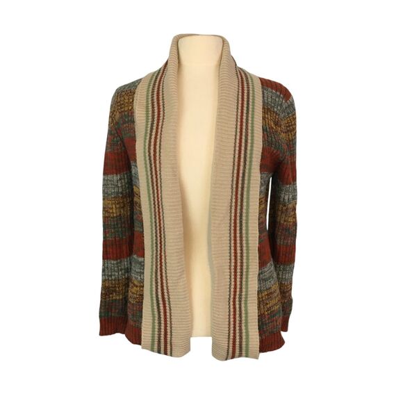 Bee Wear Sweaters - Bee Wear Womens Vintage Tan, Orange,‎ Brown Striped Open Front Cardigan 38 bust